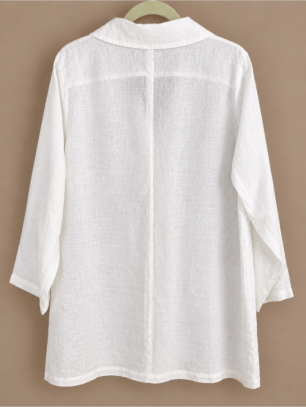 FLAX 100% Linen White Button-Front Tunic Jacket with Patch Pockets - Picture 2 of 5